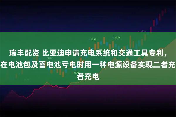 瑞丰配资 比亚迪申请充电系统和交通工具专利，能在电池包及蓄电池亏电时用一种电源设备实现二者充电