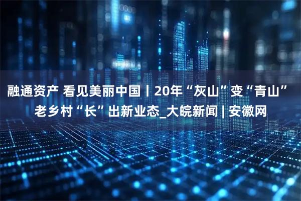 融通资产 看见美丽中国丨20年“灰山”变“青山” 老乡村“长”出新业态_大皖新闻 | 安徽网
